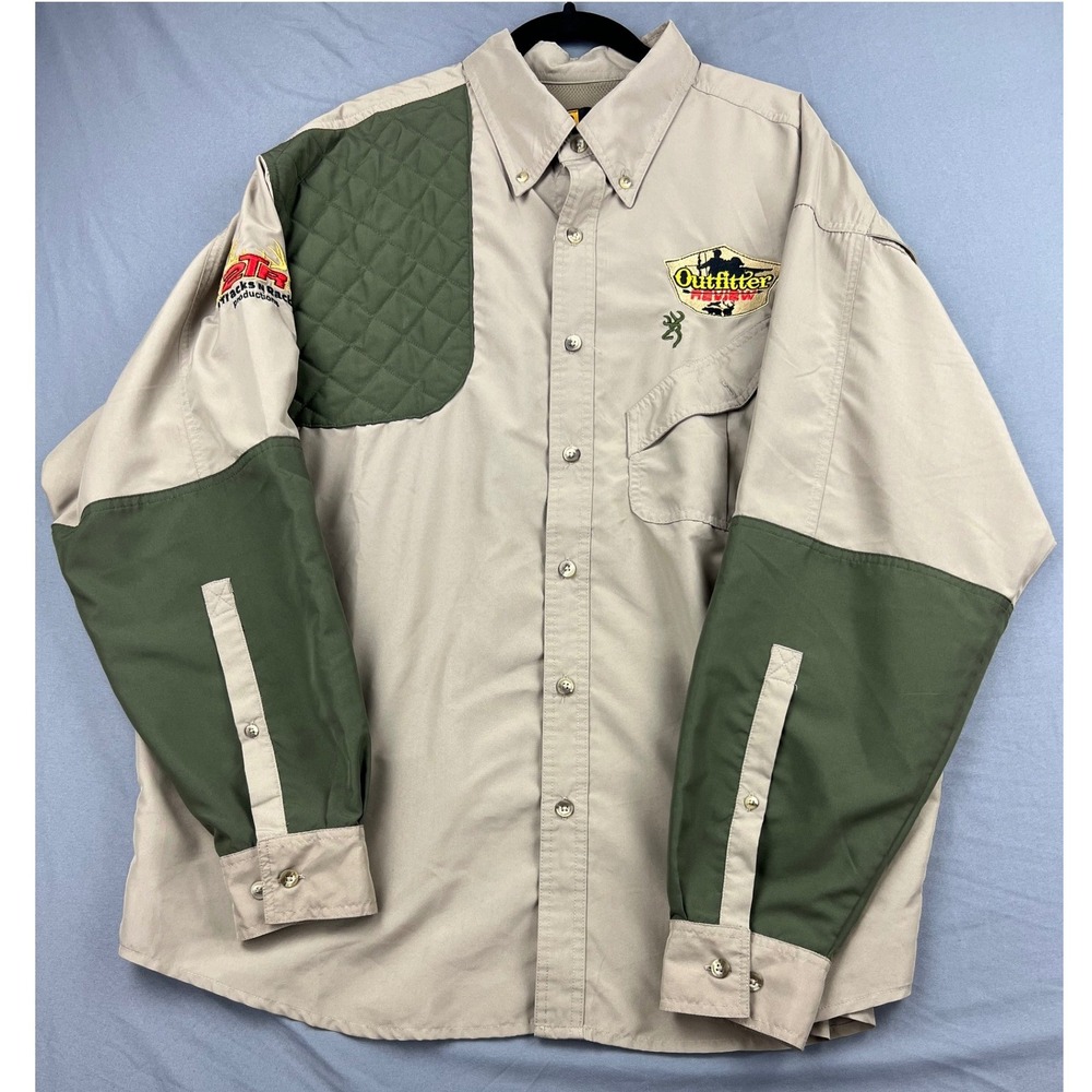 Browning Shirt Mens XL Shooting Hunting Tan Green Outfitter Review Padded Excel